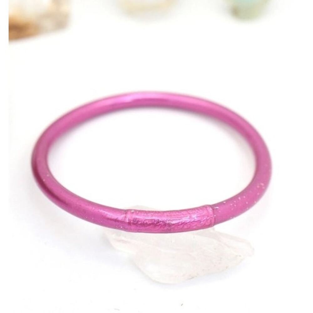 Mantra Bangle Thai Buddhist Temple Ruby Pink Small